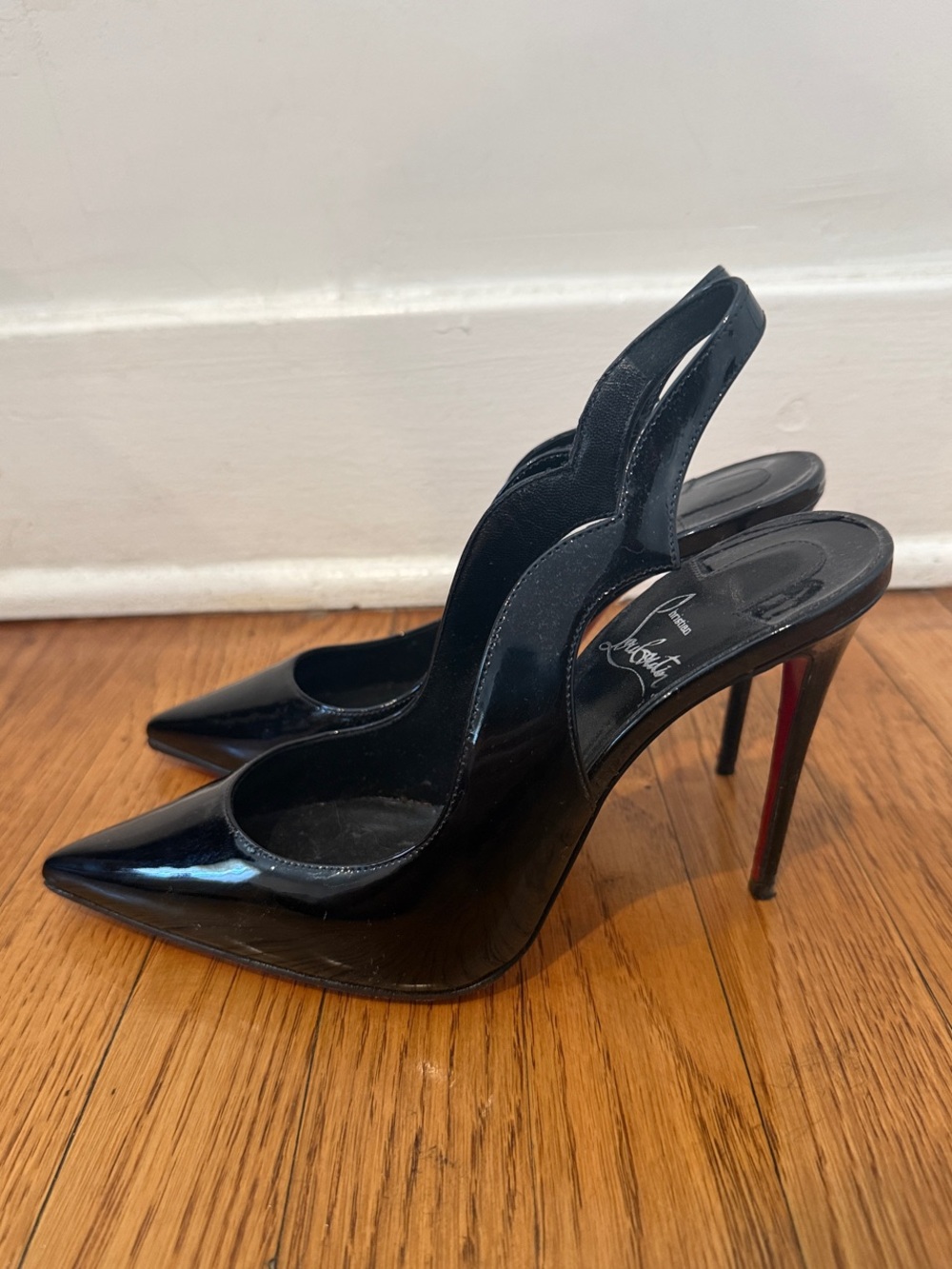 Christian Louboutin 100mm Hot Chick Sling Leather Pumps. Size 36 1/2.
